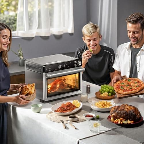 Typhur Sync Oven with Smart AI Wireless Meat Thermometer Probe, 12‑in‑1 Countertop Air Fryer Toaster Oven Combo, 360° Turbo Convection, Dehydrator, Recipe & 5 Accessories, Large 27QT, Stainless Steel 6