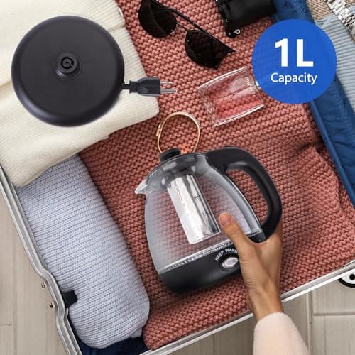 Taylor Swoden Electric Kettle with Tea Infuser, 1L Small Electric Tea Kettle with Keep Warm, LED Light Hot Water Boiler & Heater for Coffee & Teas, Auto Shut-Off & Boil Dry Protection, BPA Free, Black 9