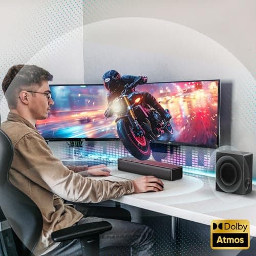 GEOYEAO Sound bar with subwoofer, 200W 2.1 ch soundbar w/Dolby Atmos Surround Sound System, 3D Bass Adjustable Home Theater Bluetooth TV Speaker for Smart TV/Projector/PC 8