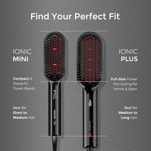 TYMO Hair Straightener Brush - Upgraded Ionic Compact Straightening Brush for Women with Wave-Design Bristles, Fast, Smooth Styling, Lightweight Hot Comb & Travel Flat Iron, 1 Billion Ions, Black 7