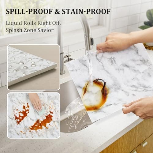 Viseeko Shelf and Drawer Liner for Kitchen Cabinet, 12 in x 10 ft Non-Adhesive Cabinet Liners for Shelves, Strong Grip Shelf Paper Non-Slip Waterproof Easy to Cut for Dresser Cupboard, Marble 3