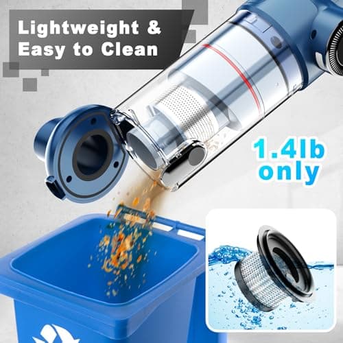 MONOZEL Handheld Vacuum Cordless - Car Vacuum Cleaner with Brushless Motor, 15000Pa Strong Suction with LED Light, Type C Port, 2 Fliters, Portable Hand Vacuum for Home, Pet and Car 6