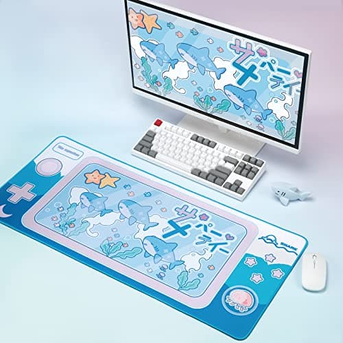 GeekShare Cute Shark Party Mouse Pad - Large Non-Slip Rubber Base Desk Mat for Keyboard and Mouse, Perfect for Gaming, Writing, or Home Office Work 6