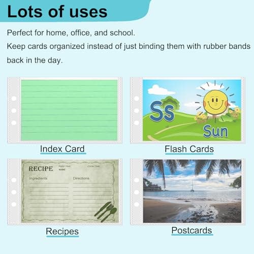 3×5” index card Binder organizer with Plastic pocket Sleeves, small organized folder for recipes Flashcards,portable notecards case holder (2pcs colorful) 7