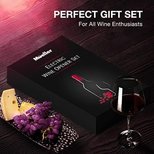Mueller Electric Wine Opener Set - Rechargeable Batteries and USB Charging Cable - Electric Corkscrew Opener with Foil Cutter, Wine Pourer, Vacuum Stopper (Batteries Included), Valentines Day Gift 8