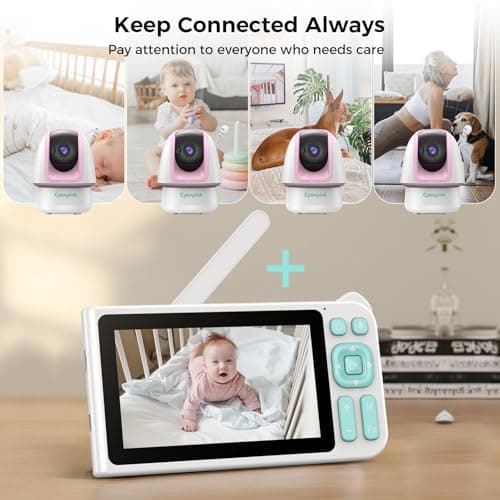 Video Baby Monitor, 2000ft Long Range, Enhanced Signal Stability, No WiFi, 5" HD Screen, 5000mAh, 1080p Camera, Super Clear Night Vision, Pan-Tilt-Zoom, 2-Way Audio, AI Cry & Motion Alarm 5