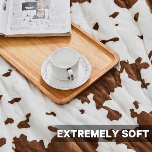 RUJIPO Cow Print Heated Electric Blanket Twin Size,62X84 Brown Heating Blanket with 10 Heats Levels & 8 Hours Auto Off,Highland Cow Fleece Sherpa Blankets Warmer Gifts for Women Adults Couch,Washable 8