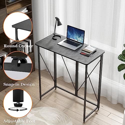 39.37" Folding Standing Desk, Small Laptop Stand Up Desk for Sitting or Standing, No Assembly Needed, Portable, Tall Foldable Desk for Home, Office, Small Spaces (Black) 6