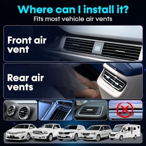 Smart Car Air Purifier Ionizer - Compact, Filter-Free Odor Eliminator for Smoke, Pet Odors and VOCs, Auto On/Off, Silent Operation, Universal Vent Clip Air Freshener for Car, Home, Office Use by Yakry 7