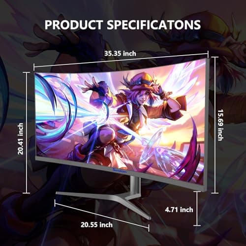 Sealan 38inch Curved Ultrawide Gaming Monitor,4K144Hz,UWQHD(3840 x 1600p) R2500 Frameless,DCI-P3, 99% sRGB, 1ms Response Time, Eyecare ，FreeSync,HDMI2.0(TMDS) x2,DP1.4 x2 9