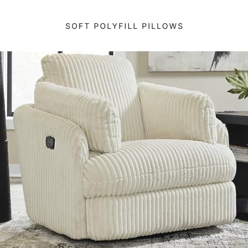 Signature Design by Ashley Tie-Breaker Casual Swivel Glider Recliner with Hidden Storage, White 9