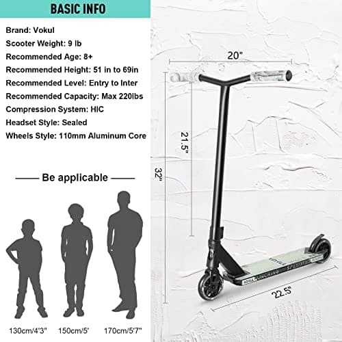 VOKUL K1 Pro Stunt Scooter - Intermediate & Beginner Freestyle Scooter for Kids 8+ & Adults - Quality Kick Scooter for Boys & Girls (Grey) 5