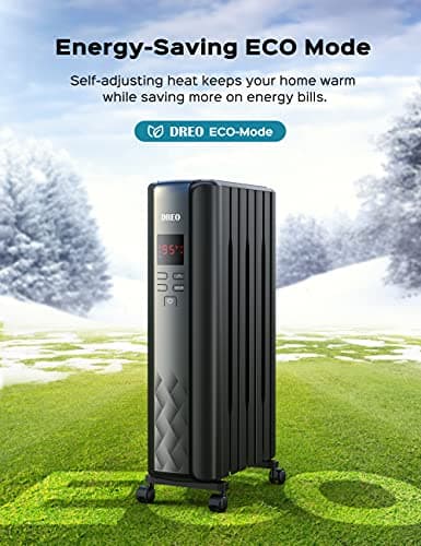 DREO Oil Filled Radiator Heater, Electric Radiant Heater with Remote Control, 4 Modes, Overheat & Tip-Over Protection, 24h Timer, Digital Thermostat, Quiet Space Heater for Indoor Use Large Room 6
