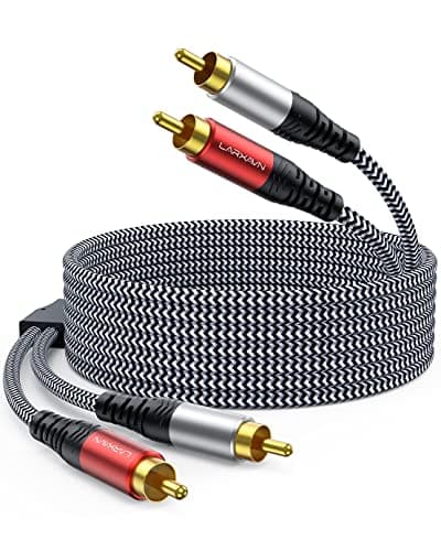 Larxavn RCA Cables, Hi-Fi Sound, Nylon Braided, Shielded RCA Audio Cable for Home Theater, HDTV, Amplifiers, Speakers- 5 Feet