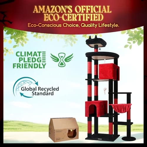Globlazer Gothic Giant Cat Tree, 83 inch Goth Cat Tree for Indoor Cats Large Adult, XXL Cat Tower with 9 Scratching Posts for 20lb+ Heavy Duty Large Adult Cats, F83, Blood-Goth 5