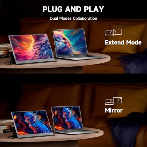 AYY Portable Monitor 15.6inch 1080P FHD, USB-C HDMI Computer Display, HDR IPS Gaming Monitor w/Premium Smart Cover & Screen Protector, Dual Speakers, for Laptop PC MAC Phone PS4 Xbox Switch, Grey 3