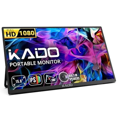 Kado Portable Monitor 15.6-Inch FHD 1080p, 45W Reverse Charging USB-C mini-HDMI Gaming Monitor IPS Display Built-in Speakers, Second Display 180° Kickstand for Laptop PC Phone Mac Xbox PS4/PS5 Switch