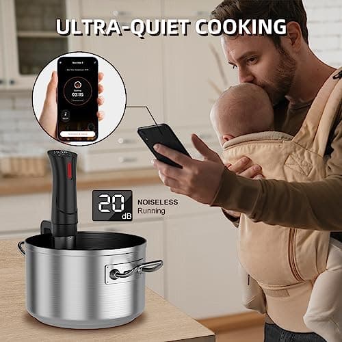 5G WIFI Sous Vide Machine|1100 Watts Sous Vide-Precision Cooker with Bag, Recipes| Thermal Immersion Circulator, Fast Heating with Accurate Temperature and Timer, LED Touch Screen/APP Control,Black 5