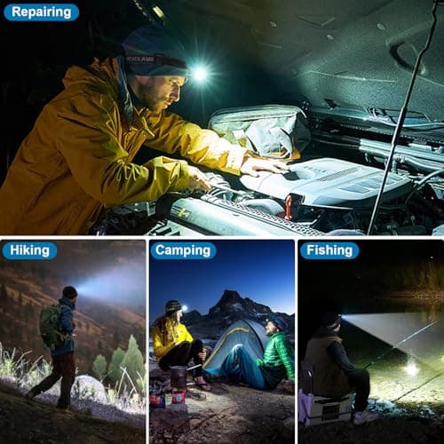 Kmivo Headlamp Rechargeable 99,000LM Super Bright, 2pack LED Head Lamp with 3 Modes, 90°Adjustable Head Lights for Forehead, IPX6 Waterproof HeadLamps for Camping Hiking (2) 8