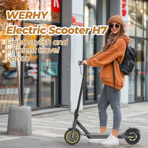 WERHY 10 Inches Electric Scooter, 500W Powerful Motor & 22 MPH Top Speed, 22-28Miles Long Range, Folding E Scooter with Dual Braking for Adults 9
