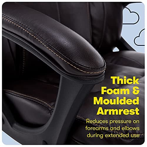 Serta Manager Office Chair, Ergonomic Computer Chair with Layered Body Pillows, Contoured Lumbar Zone, Faux Leather, Roasted Chestnut Brown 8