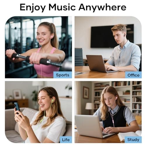 LWZCAM Wired Earbuds with Microphone 5 Pack, in-Ear Headphones with Heavy Bass, High Sound Quality Earphones Compatible with iPad, Laptop, MP3, Android Smartphones, Fits All 3.5mm Jack Device 7