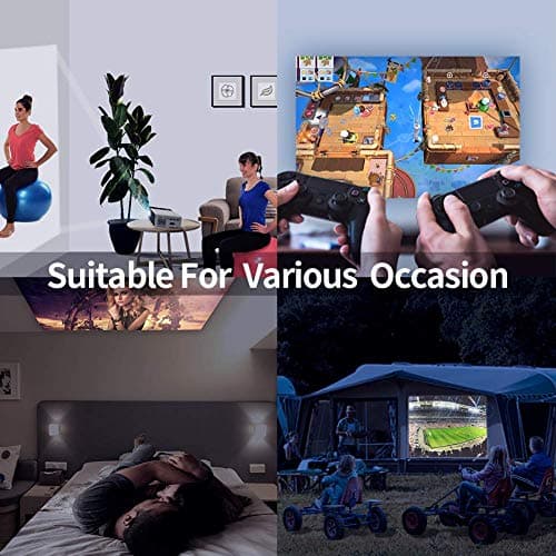 GRC Mini Projector, 1080P HD Supported Portable Movie Projector with 45000 Hrs LED Lamp Life, Compatible with TV Stick Video Game HDMI USB AV DVD for Multimedia Home Theater, Projector for outdoor 7