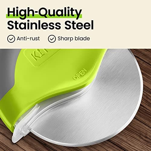Kitchy Pizza Cutter Wheel with Protective Blade Cover, Ergonomic Pizza Slicer (Green) 6