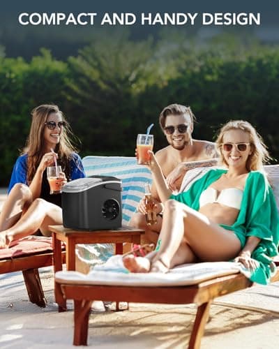 Ice Maker Countertop, Efficient Easy Carry Ice Machine, Self-Cleaning Ice Maker with Ice Scoop & Basket, 9pcs/ 6mins 26.6Lbs Per Day for Home/Office/Kitchen,Black 7