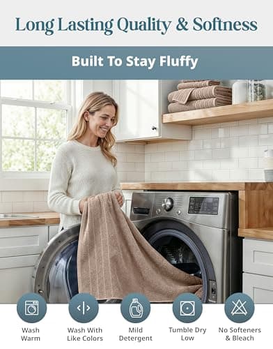 Casa Platino 100% Cotton Bath Sheets Set of 4 (36"x72") - Ring Spun Cotton Extra Large Bath Towels Sets - Quick Dry, Soft & Absorbent Oversized Shower Towel Sets - Sustainabaly Produced - Tan Brown 8
