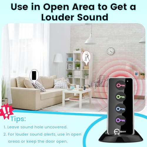 Esky Key Finder Locator with Sound, 80dB Item Trackers with 131ft Range Beeper Tags, Wireless Key Finders for Finding Keys Wallet Remote Control Pet Phone, 4 Receivers & Flashlight 7