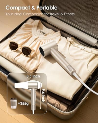 Ionic Hair Dryer with Diffuser - 160000RPM High-Speed Blow Dryer, 500 Millons Ions Frizz Free, Fast Drying for Women, Lightweight, Quiet, Professional Dryer for Curly or Straight Styles, Gift Idea 7