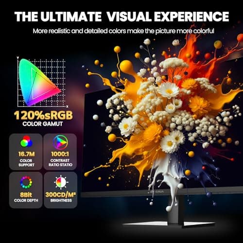 CRUA 27'' Gaming Monitor 360HZ 2k 1440P 120%sRGB IPS Computer Display Screen, Height/Pivot/Swivel/Tilt Adjustable Vertical Monitor Support FreeSync,Built in Speaker, DP1.4 & HDMI2.1, Wall Mount-Black 6