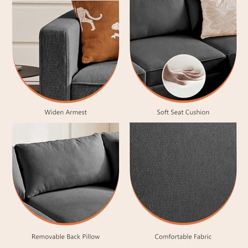 Sweetcrispy Convertible Sectional Sofa Couch, 4 Seat Sofa Set with Storage for Living Room, L-Shaped Modern Modular Sofa Sleeper with Ottoman, Comfy Sofa Couch with Extra Deep Seats, Grey 6