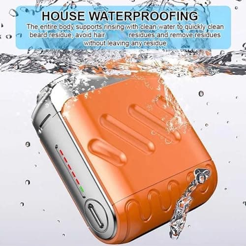 Double Ring Electric Shaver, Mini Case Alloy Razor, 2026 New Upgrade Portable 360° Rotary Waterproof Double Head Razor, Wet & Dry Use,One-Button Electric Shaver for Home Travel Business(Silver-Orange) 7