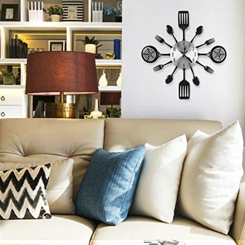 CIGERA 16 Inch Cutlery Kitchen Wall Clocks with Fork and Spoon Dial, Silent Clock Movement and Battery Operated, Great Wall Decor and Housewarming Gifts 7
