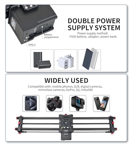 Camera Slider Motorized 47" /120cm, Button/APP Dual Control, Automatic Round Trip, Time Lapse, Panoramic Shooting, Video Capture, Slider Smooth and Stable, 120°Panoramic Shooting, Carbon Fiber Tube 6