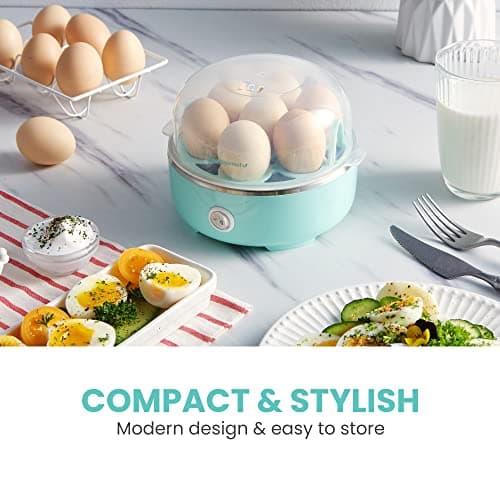 Elite Gourmet EGC115M Easy Egg Cooker Electric 7-Egg Capacity, Soft, Medium, Hard-Boiled Egg Cooker with Auto Shut-Off, Measuring Cup Included, BPA Free, Retro Mint 5