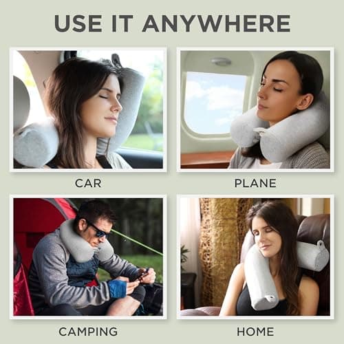 Dot&Dot Twist Memory Foam Travel Pillow for Airplanes - Travel Neck Pillow for Sleeping - Airplane Pillow for Neck Support, Chin, Lumbar and Leg - Adjustable, Bendable Neck Roll Pillow 5