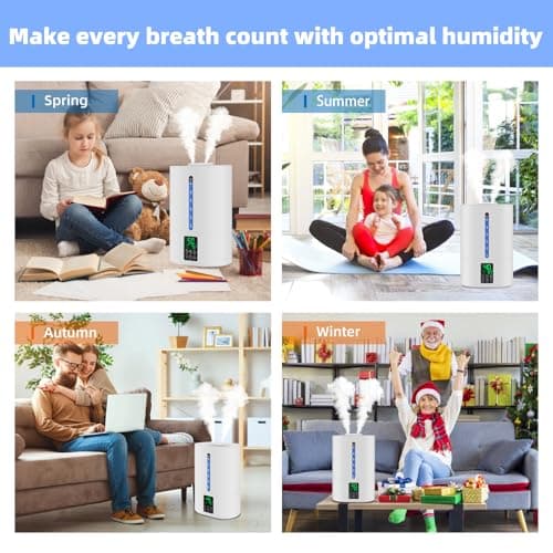 6L Humidifiers for Bedroom Large Room Home, Cool and Warm Humidifier for Baby and Plants Mist Top Fill Desk Humidifiers Essential Oil Diffuser, Quiet with Adjustable Mist,360°Nozzle-White 9