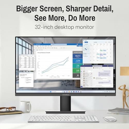 KOORUI 32 inch 4K Computer Monitor with HDMI 2.0 Displayport 1.4 Speakers, 60Hz VESA HDR Support Desktop Monitor Compatible Free-Sync, G-Sync, Adaptive Sync for Office & Home 3