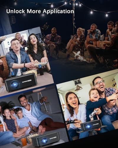 Projector with WIFI and Bluetooth, Native 1080P Bluetooth Projector, Full HD Portable Outdoor Movie Projector with Built-in Speaker, Compatible with Smartphone, HDMI, USB, Fire Stick for Home Cinema 7