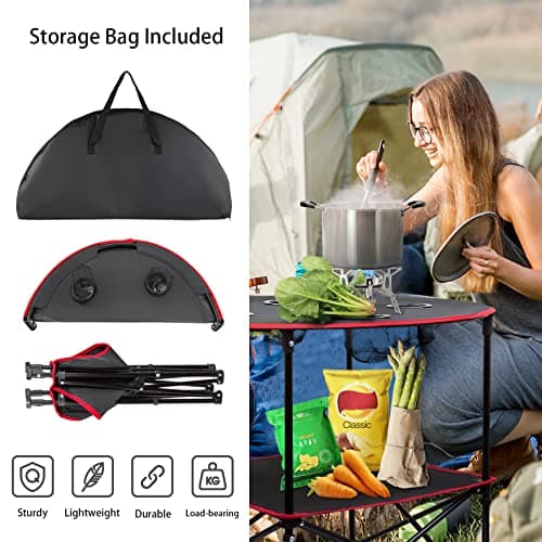 Portable Camping Table Folding Picnic Tables Lightweight Folding Table Waterproof Canvas Beach Table for Outside with 4 Cup Holders & Carry Bags for Camping, Beach, Campfires and Tailgating 4