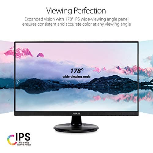 ASUS 24-Inch Desktop Monitor - 1080P Full HD, 75Hz, IPS, Adaptive-Sync/FreeSync, Eye Care, HDMI DisplayPort VGA, Frameless, VESA Wall Mountable - VA24DQ 3
