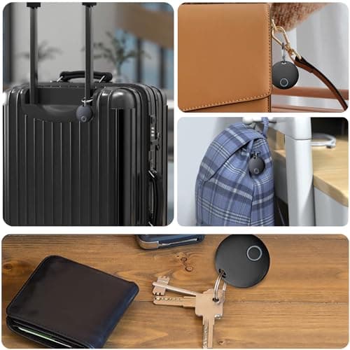 2026 New [Apple MFi Certified] Air Tracker Tags 4 Pack Luggage Tracker Works with Find My (iOS only), Key Tracker, Wallet, Suitcase,Bicycle and More, Replaceable Battery, IP67 Waterproof 5