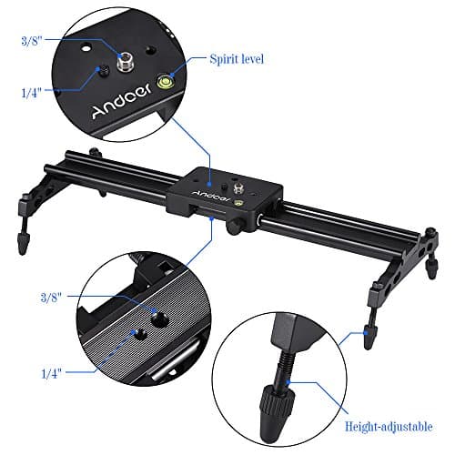 Andoer 40cm Camera Slider Track Stabilizer Rail compatible with Nikon Canon Sony, Max. Load 6kg/ 1.3lb 6
