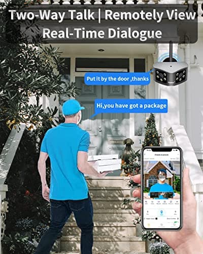 Reidubo 4K WiFi Security Cameras Outdoor with 165° Ultra-Wide Angle, Ultra-HD Dual Lens Cameras for Home Security, Two-Way Talk, Color Night Vision, IP66 Waterproof, Sound & Light Alarm 6