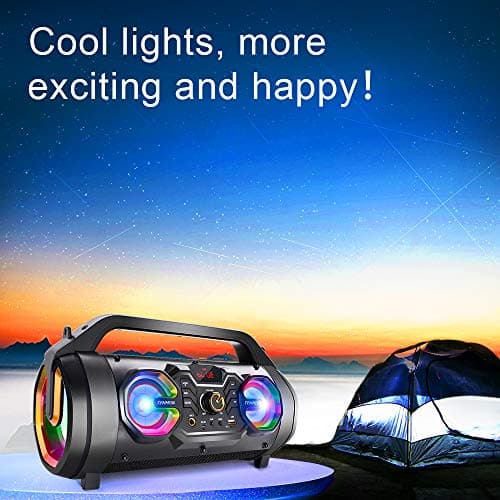 Bluetooth Speaker, 30W Portable Bluetooth Boombox with Subwoofer, FM Radio, RGB Colorful Lights, EQ, Stereo Sound, Booming Bass, 10H Playtime Wireless Party Speaker for Home, Outdoor, Travel, Camping 8