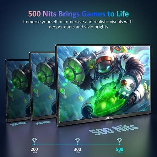 NexiGo 2.5K 144Hz 16'' Portable Gaming Monitor, 500Nits, FreeSync, G-SYNC Compatible, 10Bit, HDR, Dual Speakers, HDMI USB-C, PC/PS5/Switch, Built-in Kickstand with Cover, for Home/Office/Esports 5