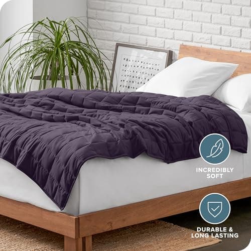 Bare Home Weighted Blanket King Size 30lb (80" x 87") for Adults - All-Natural 100% Cotton - Premium Heavy Blanket Nontoxic Glass Beads (Eggplant, 80"x87") 5